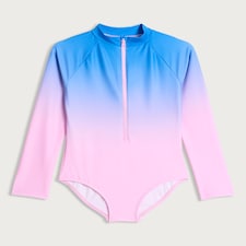 F&F Girls Ombré Long Sleeved Swimsuit in Multi Pink