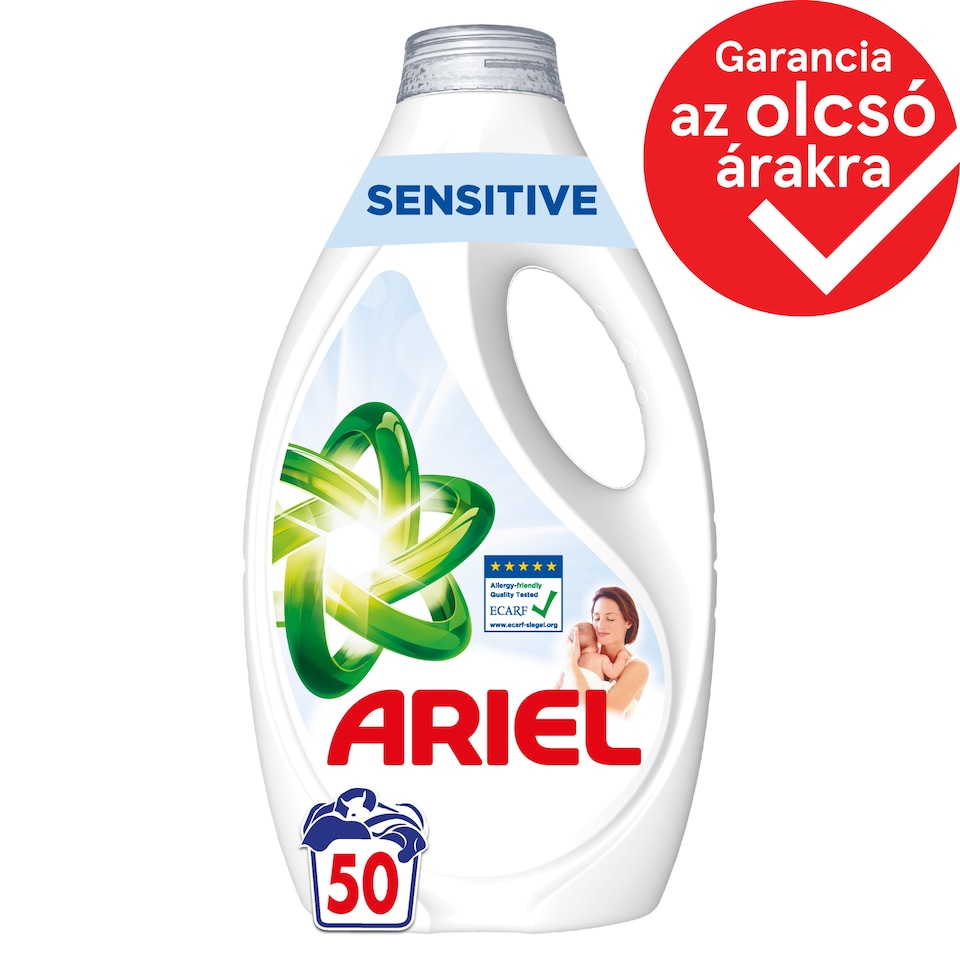image 1 of Ariel Washing Liquid 2.25l, 50 Washes, Sensitive Skin Clean & Fresh