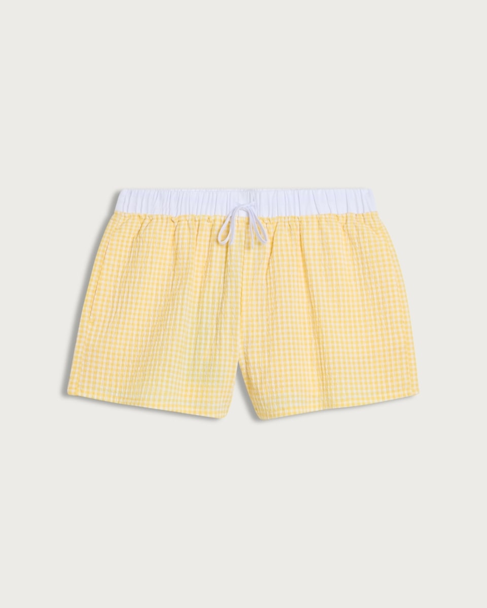 image 1 of OH ME OH MY Cotton Rich Gingham Shorts in Yellow