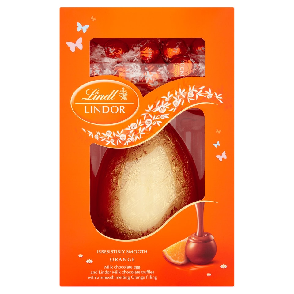 Lindt Lindor Milk Chocolate Orange Easter Egg 285G Tesco Groceries