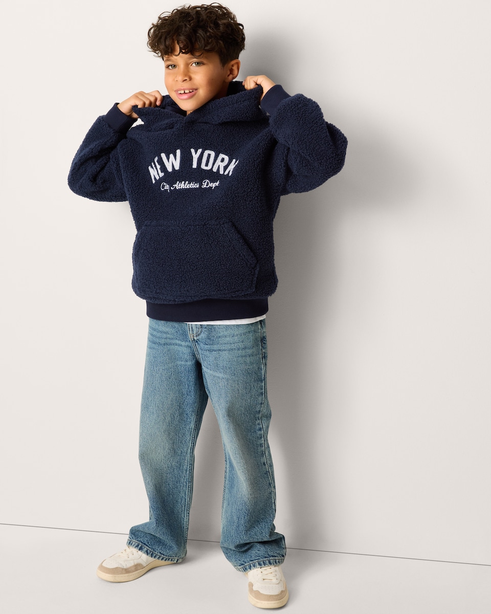 image 1 of F&F Boys Borg New York Hoodie in Navy