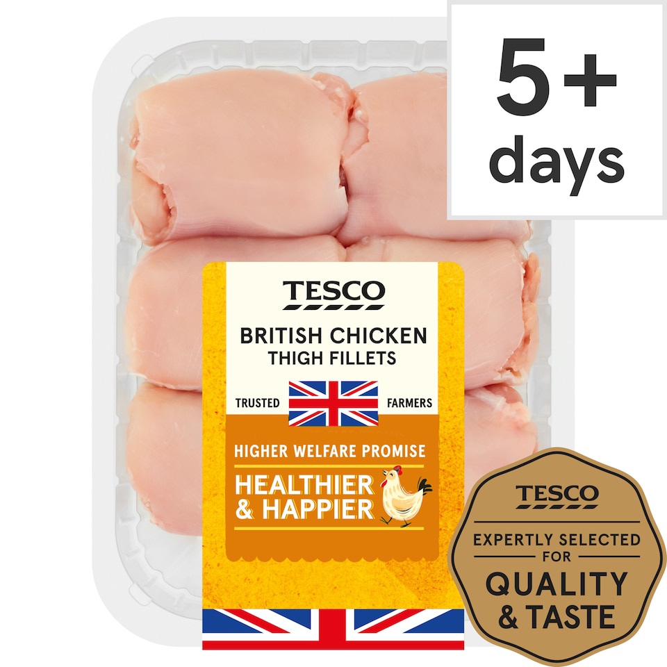 Tesco British Chicken Thigh Fillets 600G