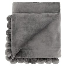 Tesco Pom Pom Super Soft Throw Grey