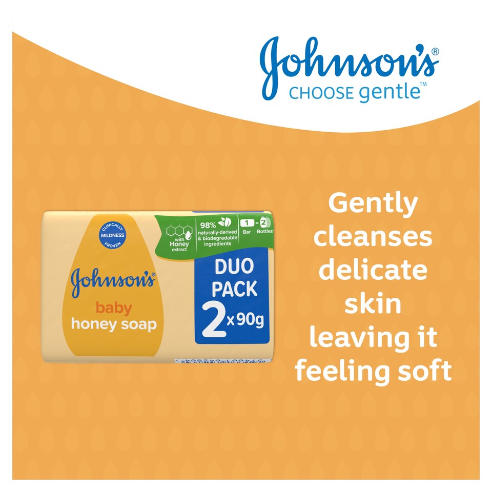 image 1 of Johnson's Baby Honey Soap Bar 2x90g