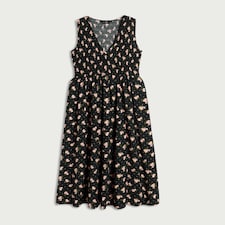 F&F Shirred Floral Midi Dress in Multi Black