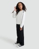image 1 of F&F Girls Cotton Blend Bow Accent Stripe Sweatshirt in Cream