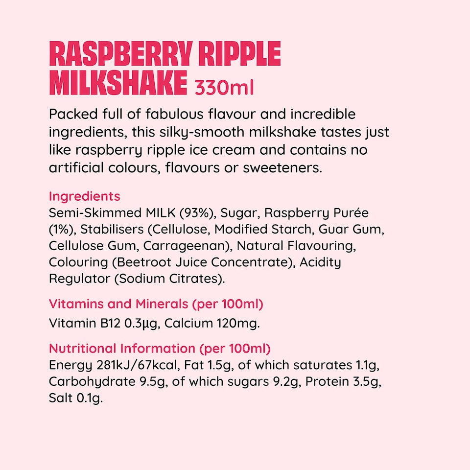 image 1 of Shaken Udder Raspberry Ripple Milkshake 330ml