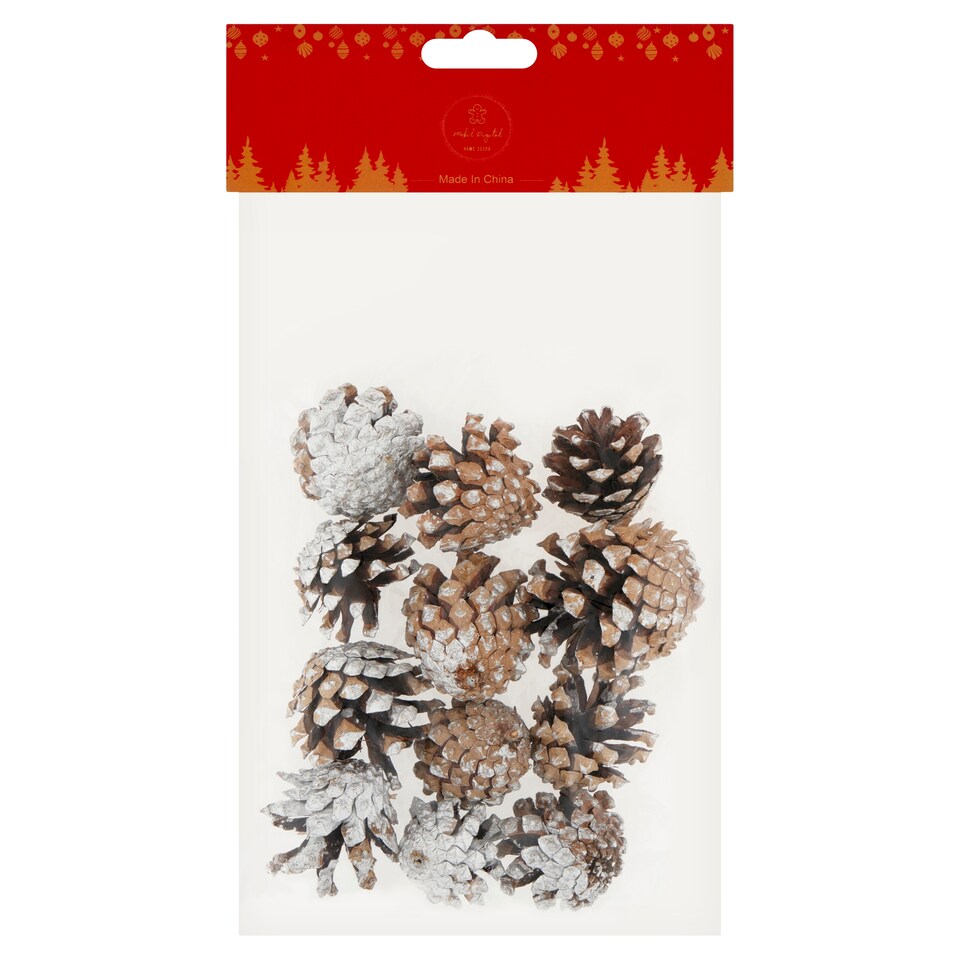 Mobil Digital Pinecones White, Silver, Natural 4 cm