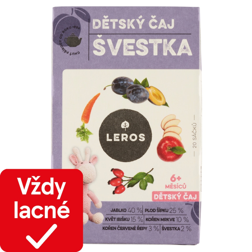 obrázok 1 z Leros Detský čaj slivka 20 x 2 g (40 g)