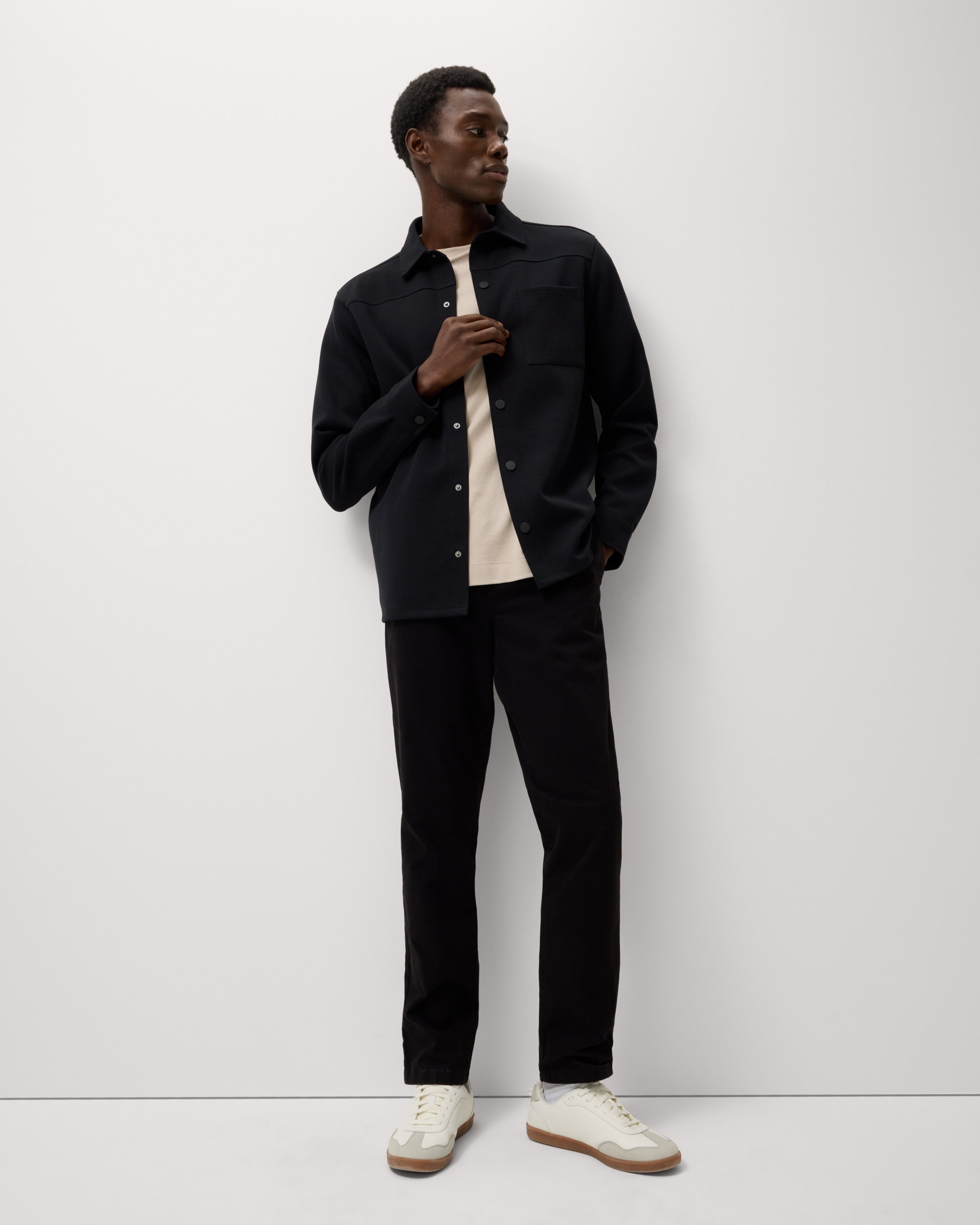 F&F Cotton Rich Drawstring Chino Trousers in Black
