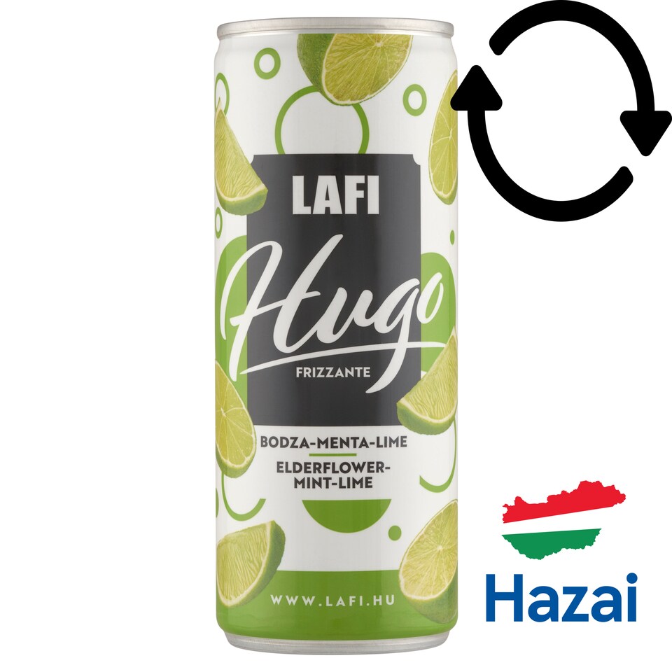 Lafi Hugo Frizzante bodza-menta-lime ízű szénsavas boralapú ital 7% 250 ml