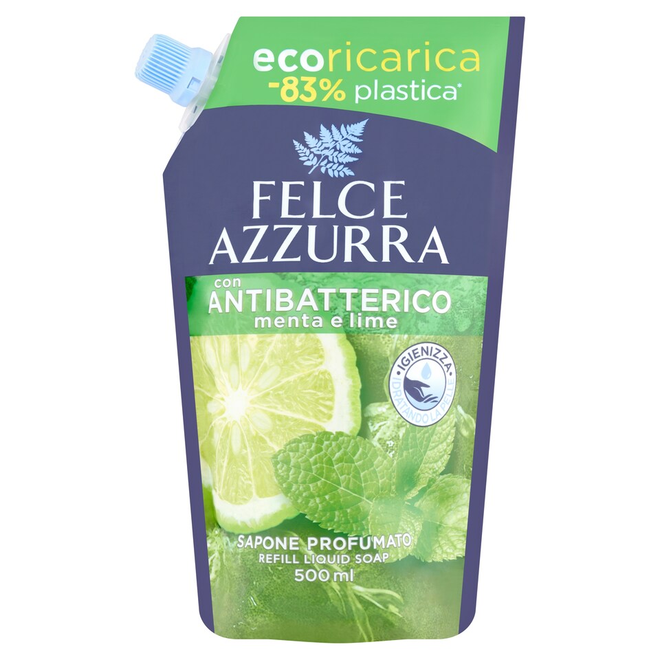 Felce Azzurra Menta és Lime illatosított folyékony szappan kéz- és arcmosáshoz 500 ml
