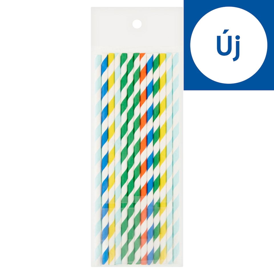 Egyenes vegyes csíkos papír szívószál 6 x 200 mm 25 db