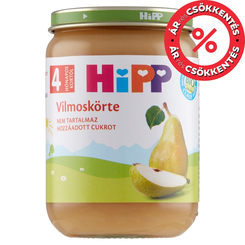 HiPP BIO vilmoskörte gyümölcskészítmény bébidesszert 4 hónapos kortól 190 g