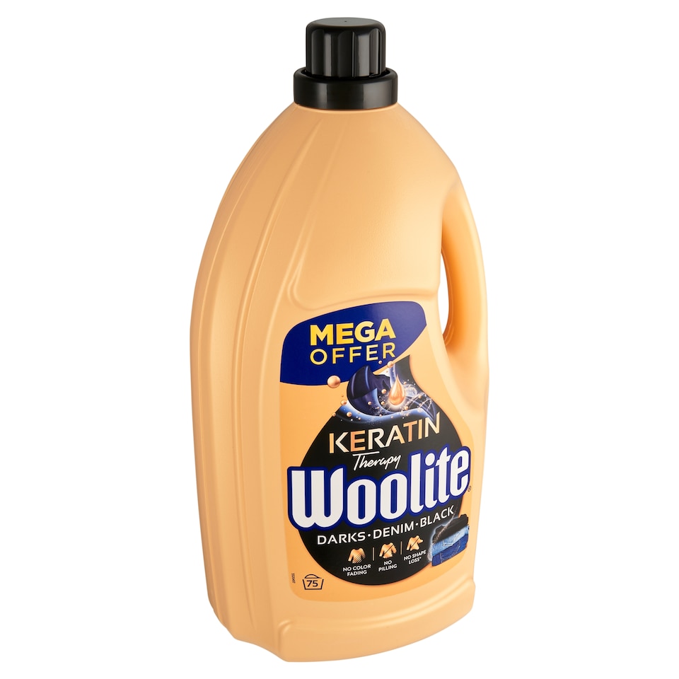 Obrázek 1 pro produkt Woolite Keratin Therapy Darks Denim Black tekutý prací přípravek s keratinem 75 praní 4,5l