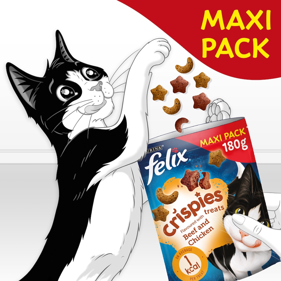image 1 of Felix Crispies Cat Treats - Beef and Chicken 180g