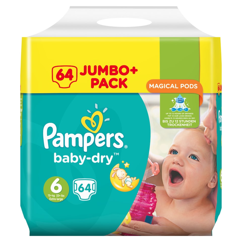 Pampers Baby Dry 6 Jumbo+ 62 Nappies