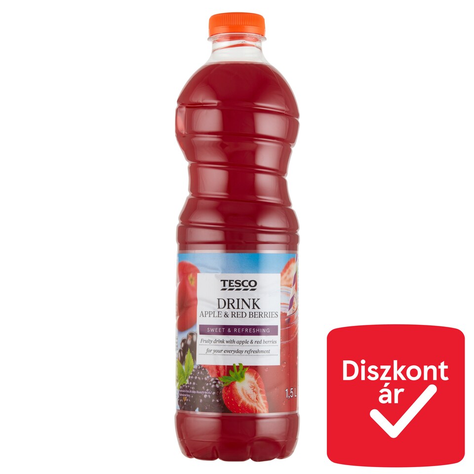 Tesco alma-bogyósgyümölcsital cukorral és édesítőszerrel 1,5 l