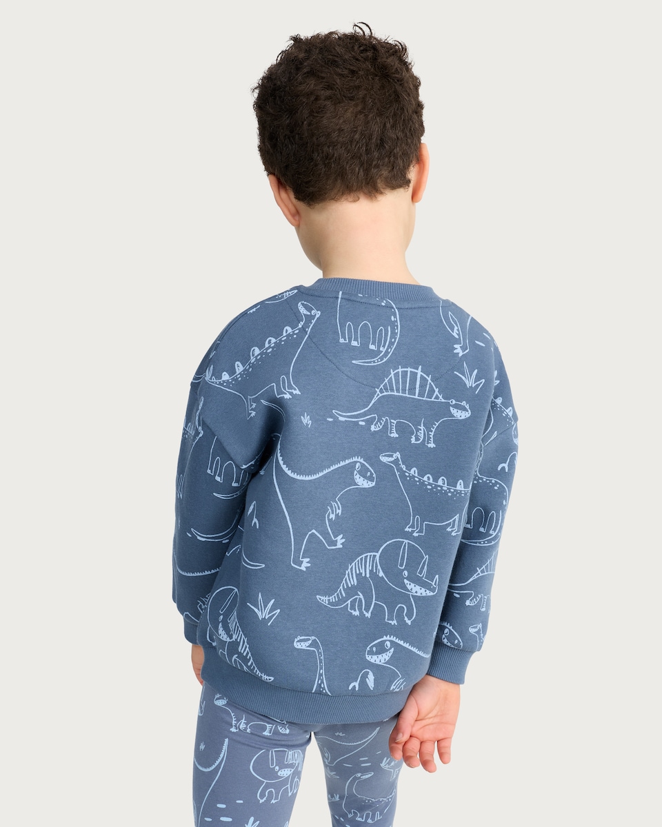 image 1 of F&F Boys Dinosaur Print Sweatshirt in Blue