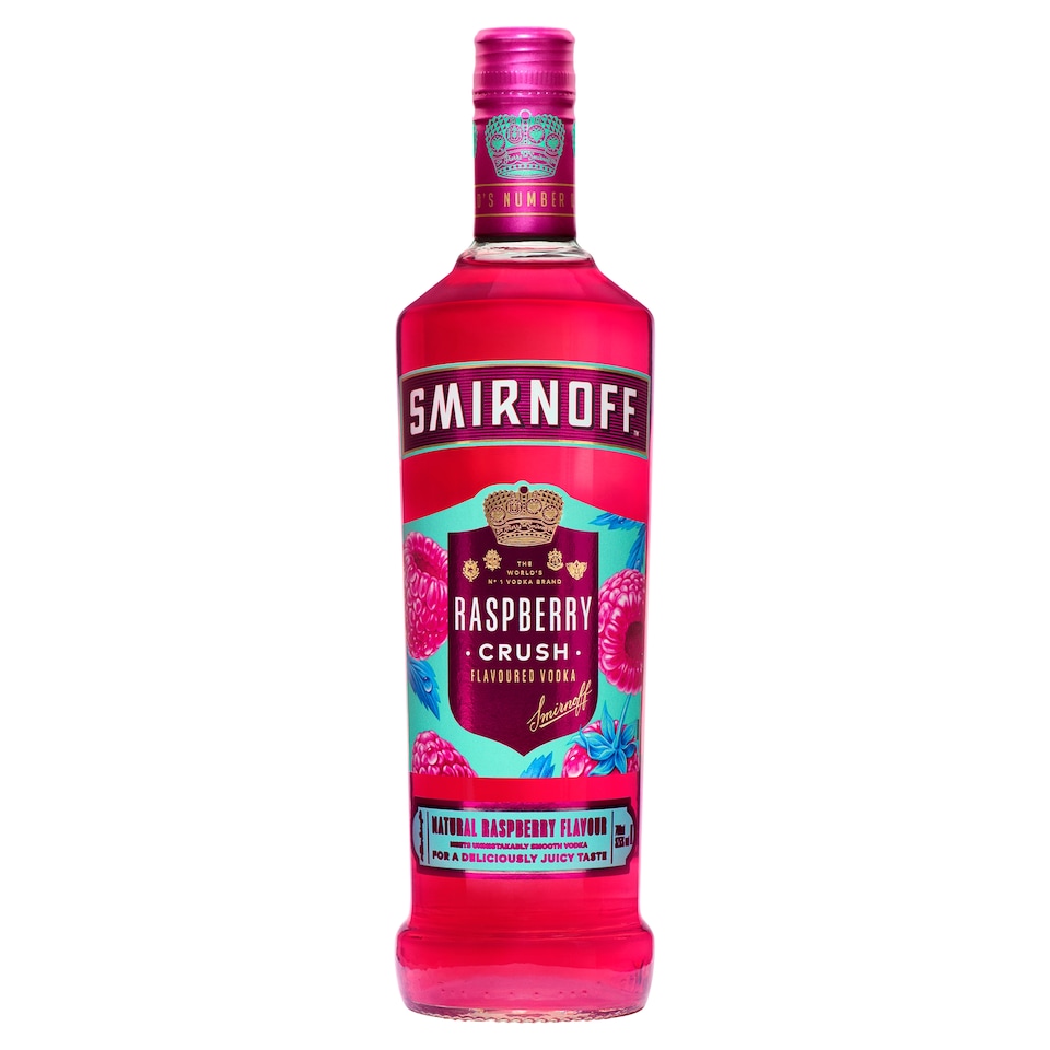 Smirnoff Raspberry Crush Vodka Bottle 35% Vol 70cl