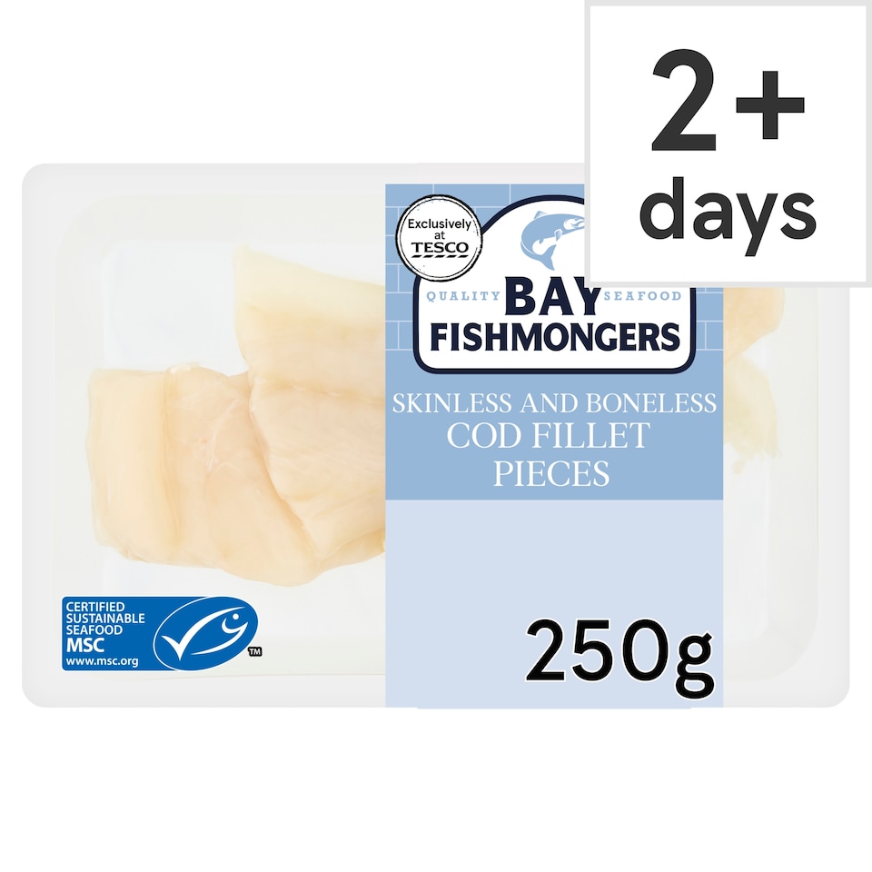 Tesco Skinless and Boneless Cod Fillet Pieces 250g
