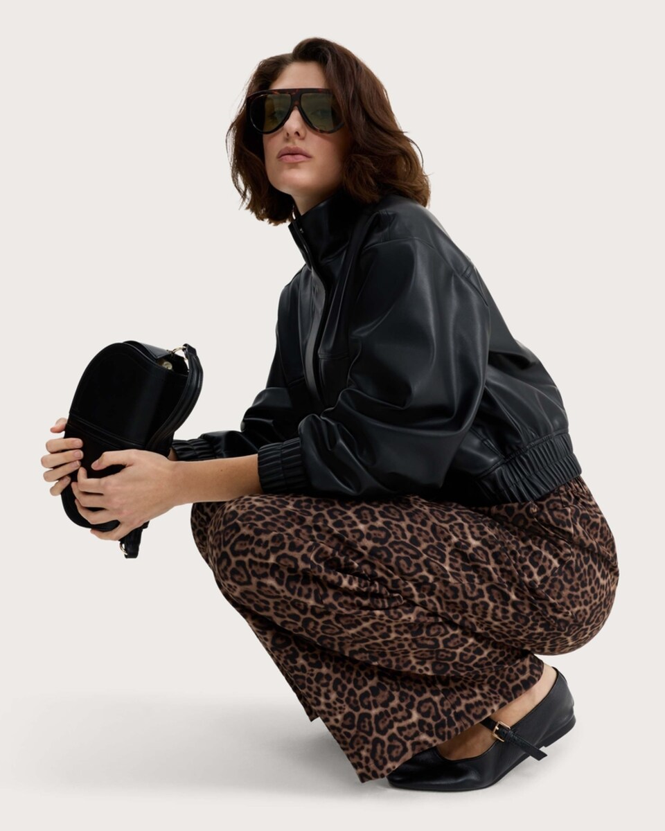 image 1 of F&F Leopard Print Wide Leg Trousers in Multi Brown