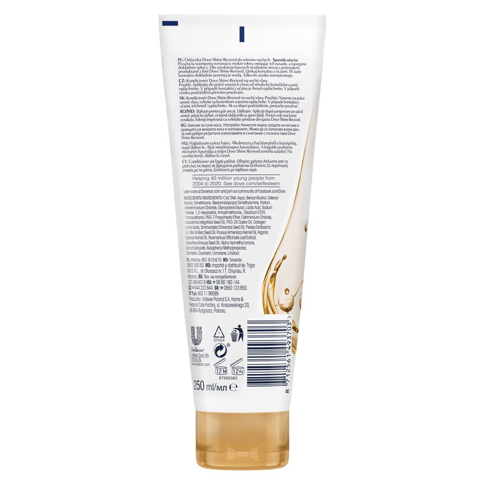 image 1 of Dove Pure Care Dry Oil Conditioner 250Ml