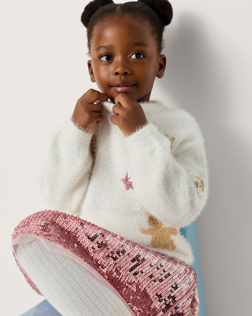 image 1 of F&F Girls Sequin Skirt in Pink
