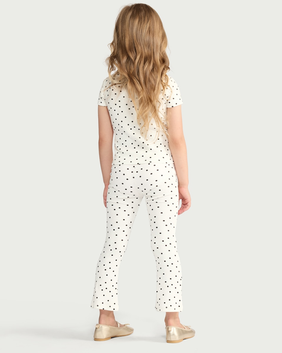 image 1 of F&F Girls 2-Piece Cotton Rich Polka Dot Set in Multi Black White