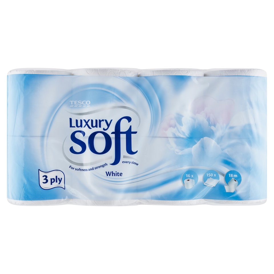 Tesco Soft Luxury Toilet Paper 3 Layers 16 Rolls