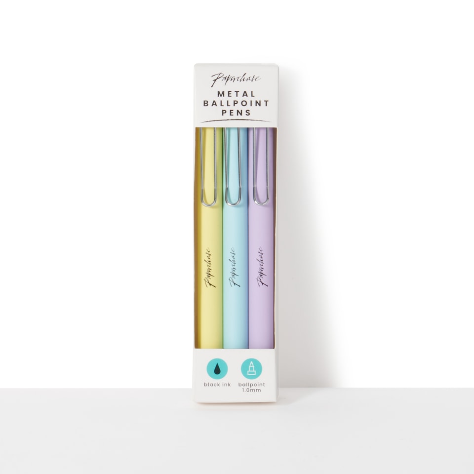 image 1 of Paperchase Ombre Set of 3 Metal Ball Point Pens