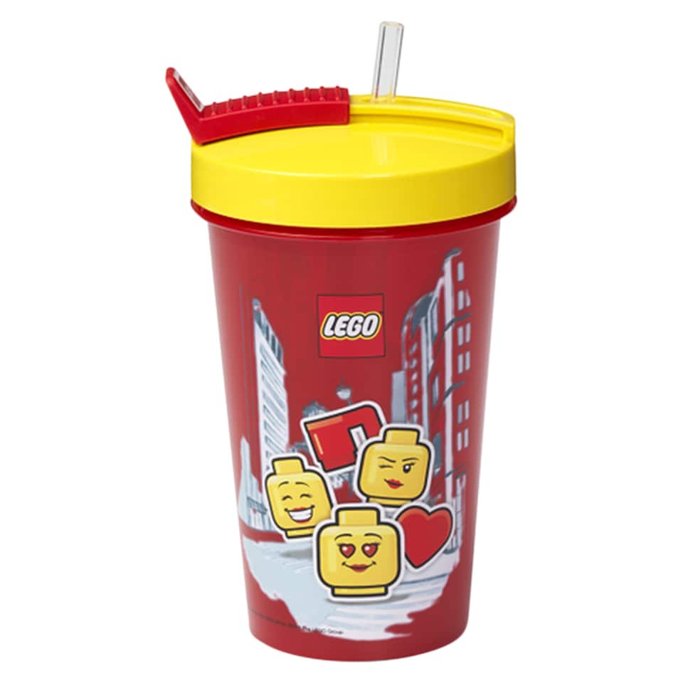 Obrázek 1 pro produkt Lego Iconic Girl Transparent Red hrnek se slámkou 500 ml