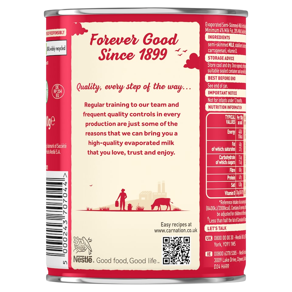image 1 of Carnation Light Evaporated Milk Tin 410g