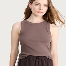 F&F Cotton Rich Ribbed Racer Back Vest in Mink