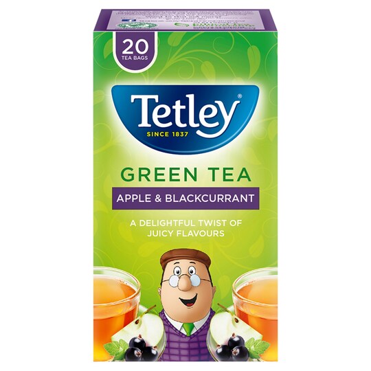 Tetley Apple And Blackcurrant Green Tea 20S 40G Tesco Groceries