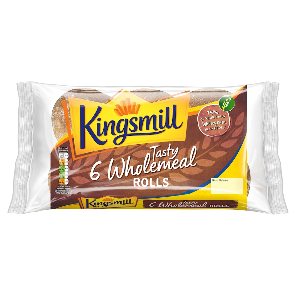 image 1 of Kingsmill Tasty Wholemeal Rolls 6 Pack