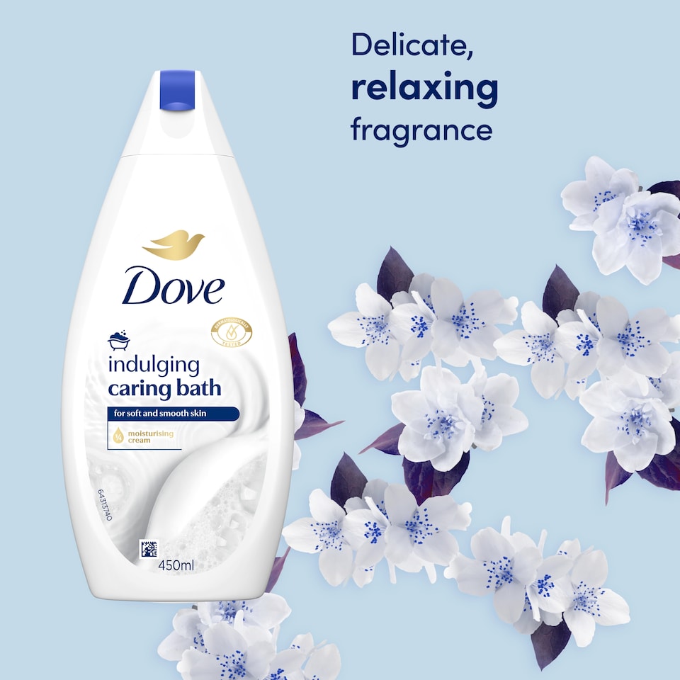 image 1 of Dove Caring Bath Indulging Cream Bath Soak Bubble Bath 450ml