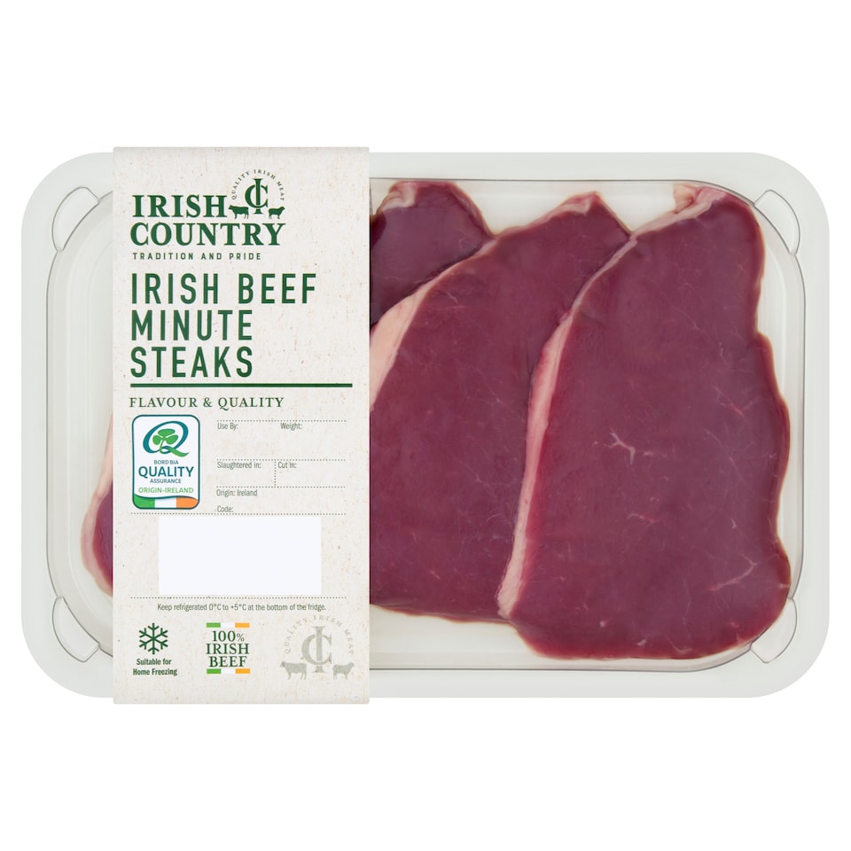 IRISH COUNTRY IRISH BEEF MINUTE STEAK 360g