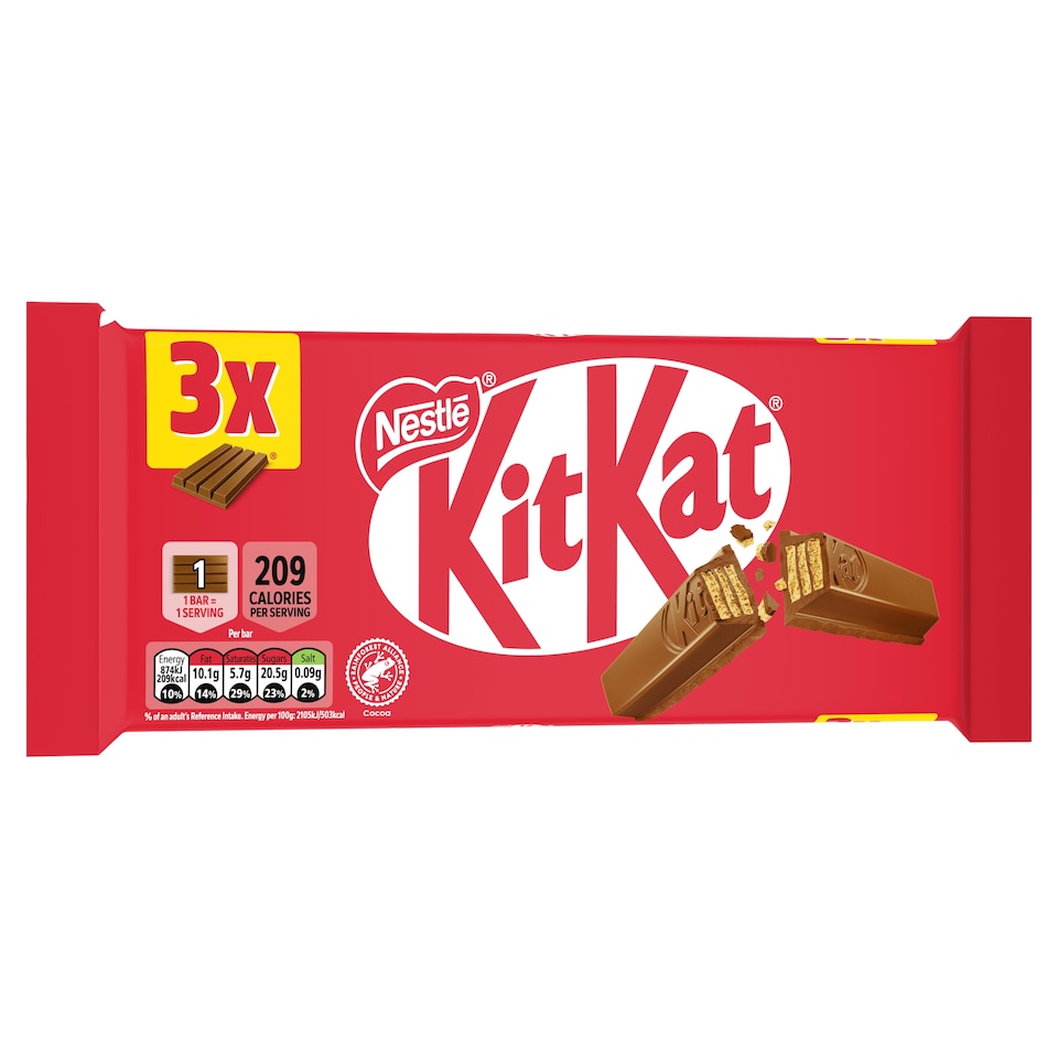image 1 of Kit Kat 4 Finger Chocolate Bar 3X41.5G