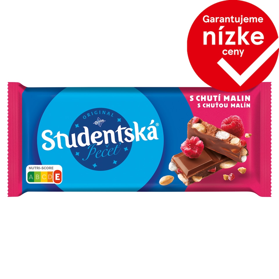 ORION Študentská pečať Milk Chocolate with Peanuts, Jelly and Pieces with Raspberry Flavor 170 g