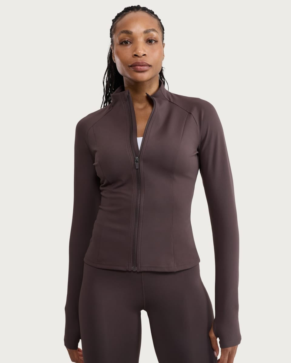 image 1 of F&F Active EVERYHOUR Zip Up Jacket in Chocolate