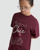 image 1 of F&F Girls Pure Cotton Diamanté Disco Chic Slogan T-Shirt in Burgundy