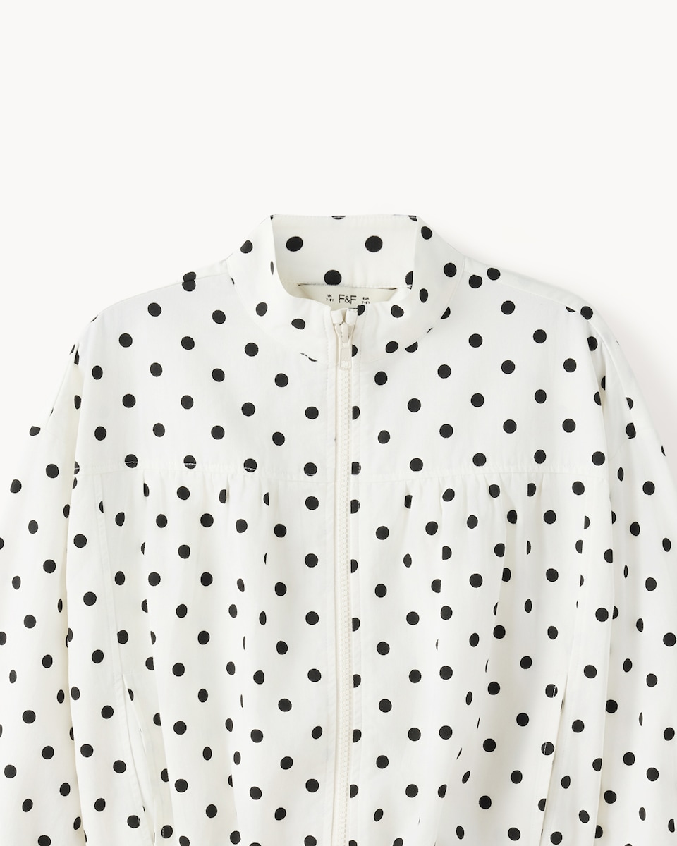 image 1 of F&F Girls Pure Cotton Polka Dot Jacket in White