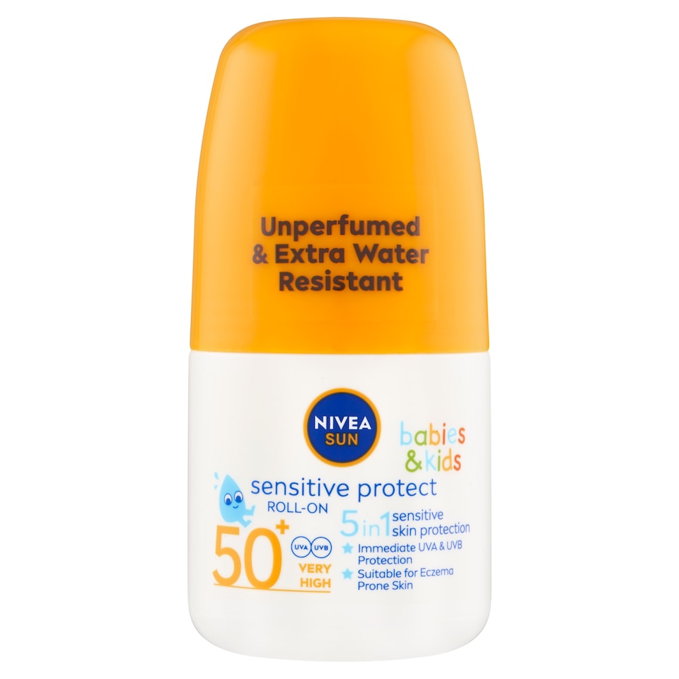 Obrázek 1 pro produkt Nivea Sun Sensitive Protect Dětské mléko na opalování v kuličce OF 50+ 50ml