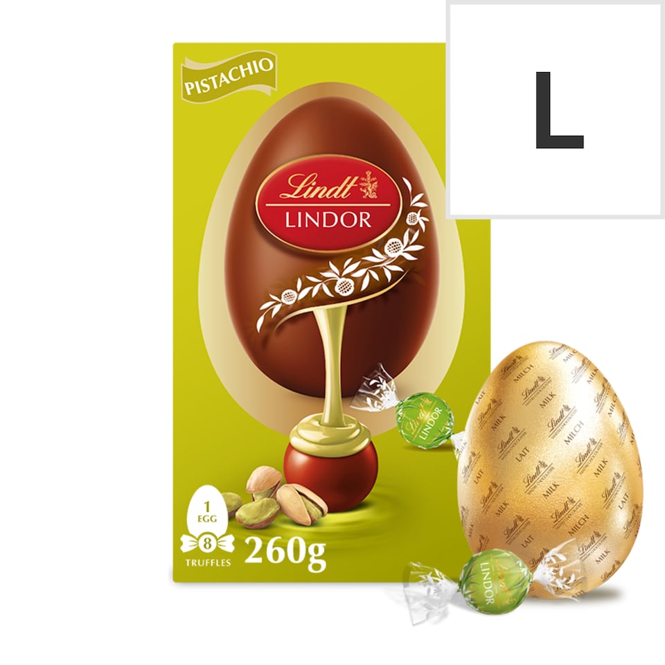 image 1 of Lindt Lindor Milk Chocolate Egg with Lindor Pistachio Truffles 260g 