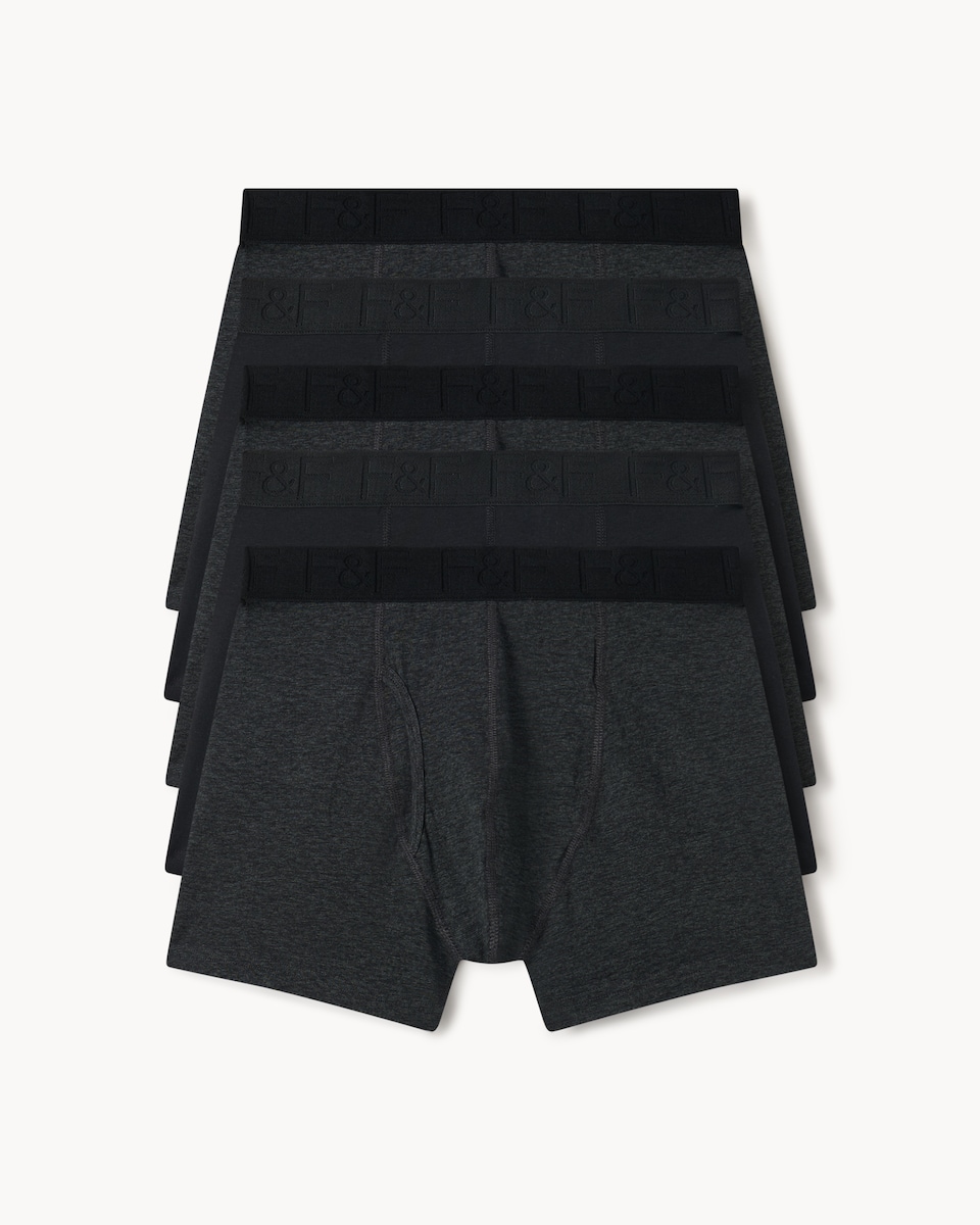 image 1 of F&F 5-Pack Cotton Rich Trunks in Grey