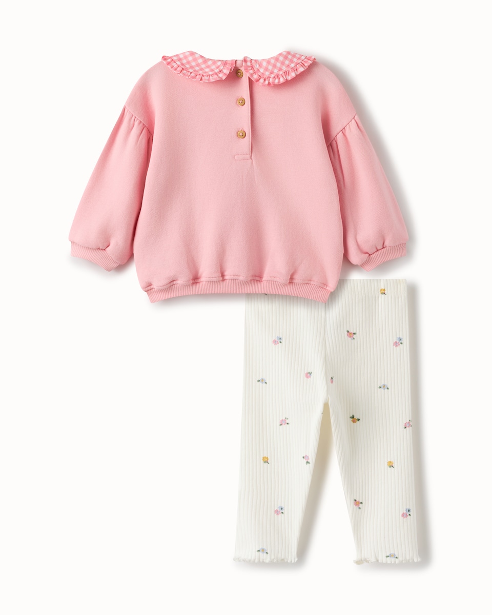 image 1 of F&F Baby 2-Piece Cotton Rich Set in Pink