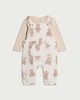 image 1 of F&F Baby 2-Piece Pure Cotton Teddy Bear Print Corduroy Dungarees and Bodysuit Set in White