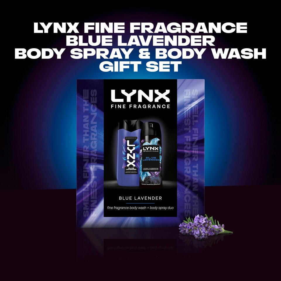 image 1 of Lynx Fine Fragrance Blue Lavender Bodyspray & Bodywash Gift Set