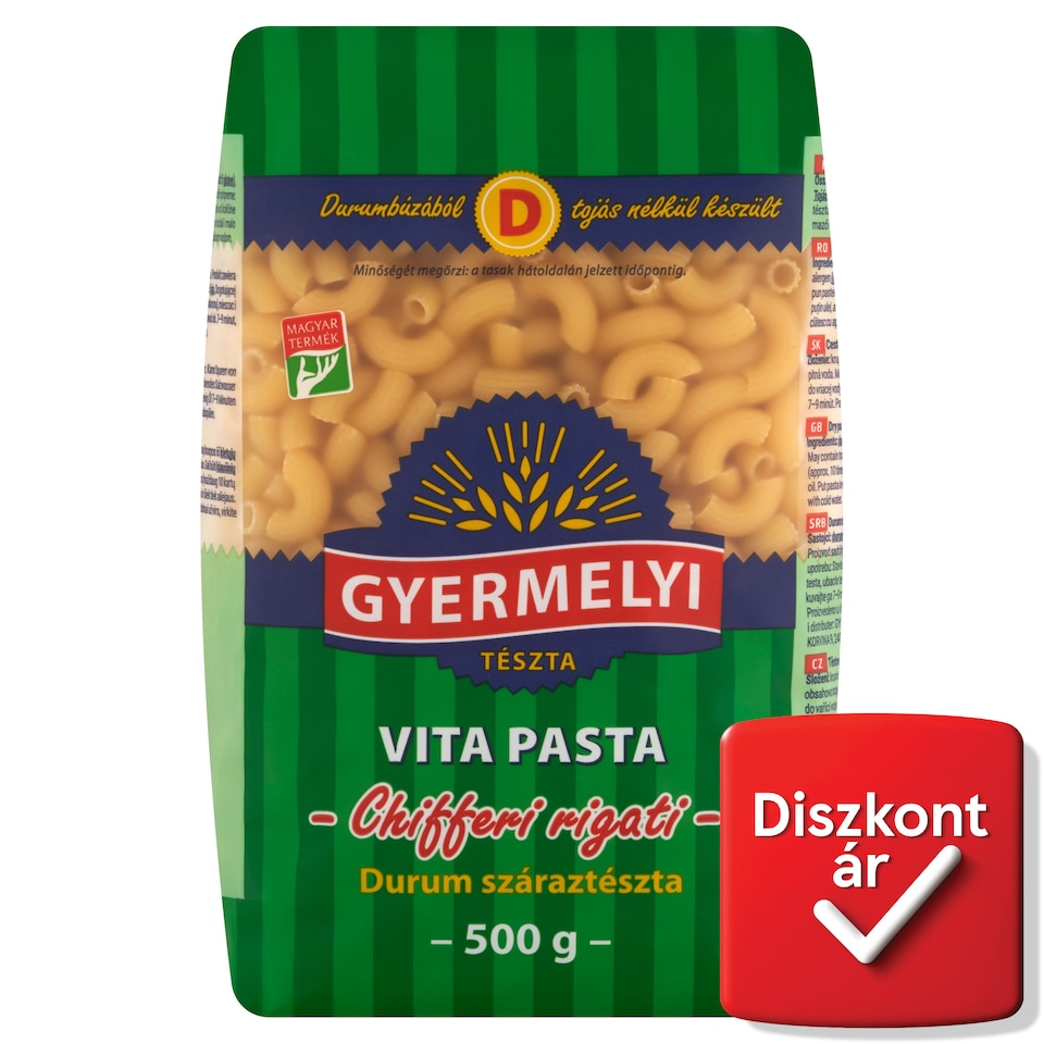 Gyermelyi Vita Pasta Chifferi Rrigati durum száraztészta 500 g